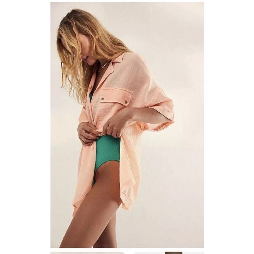 Free People Intimately Sleep Talk Shirt In Peach Size‎ XS